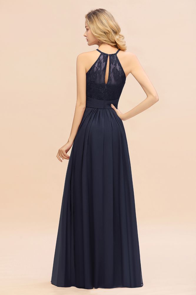 Stunning Halter Purple Floral Lace Maxi Bridesamid Dress Wedding Guest Dress