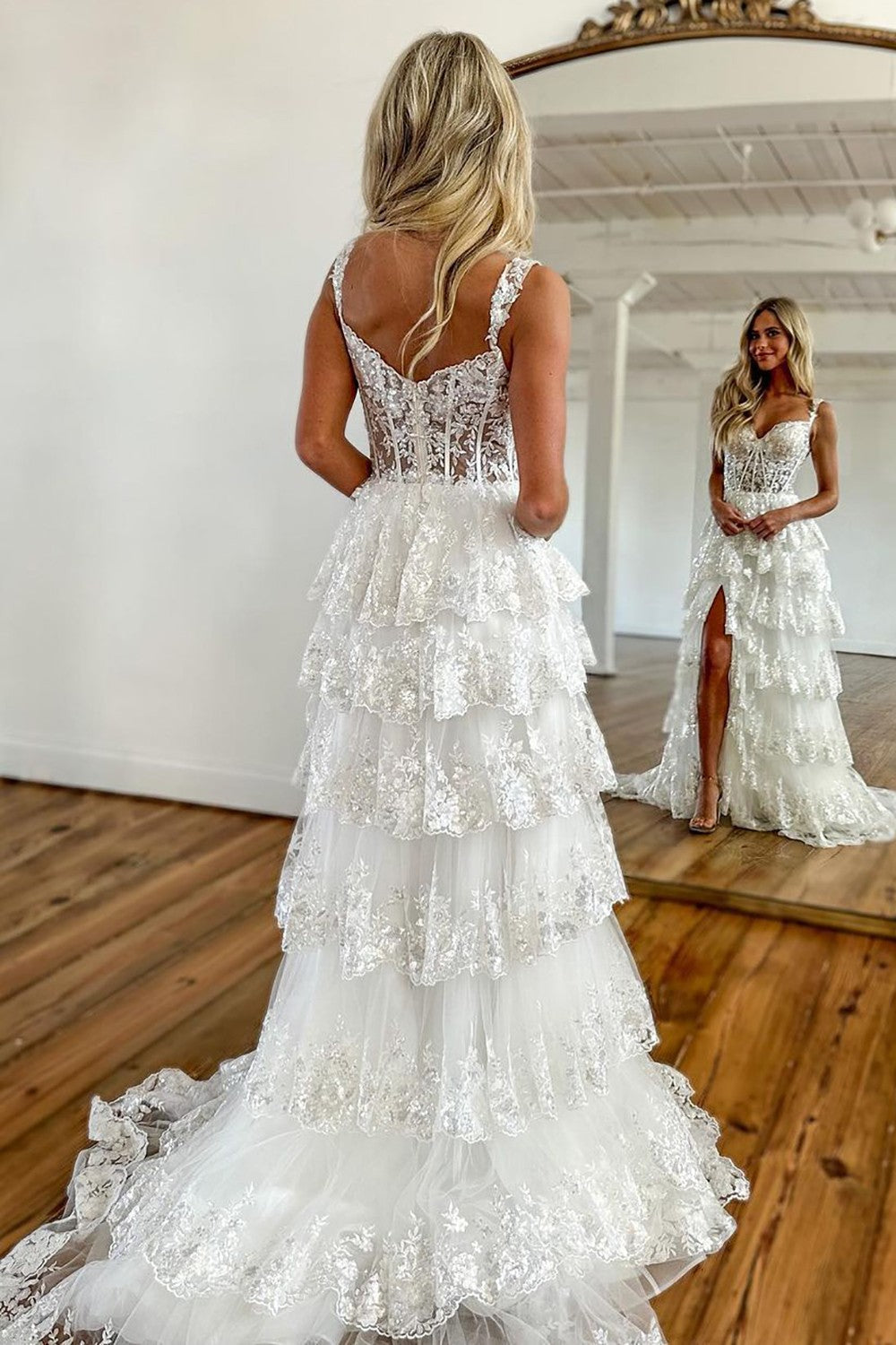 Sparkly Black Off The Shoulder Long Tiered Corset Prom Dress With Sequin