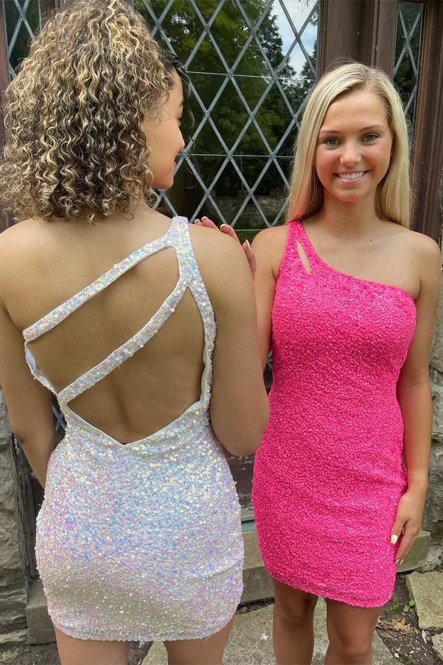 Stunning Hot Pink Sequins Homecoming Dress (ZD11631)