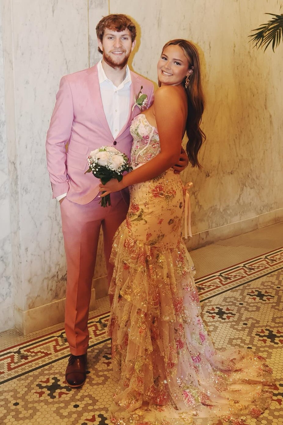 Stunning Mermaid Sweetheart Light Pink Corset Prom Dress with Appliques - View 4 | FashionDia