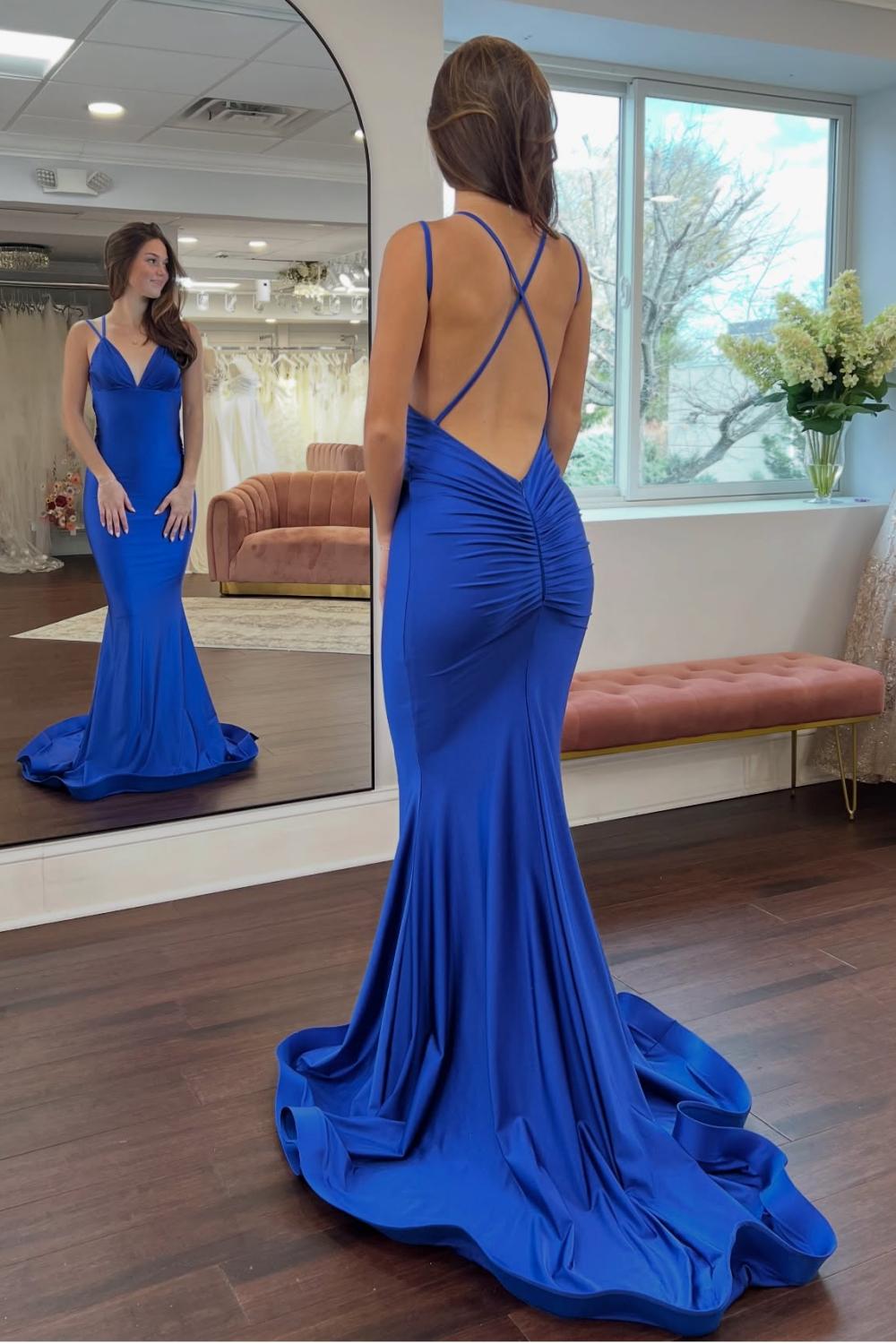 Charming Mermaid Spaghetti Straps Candy Pink Long Prom Dress with Sweep Train