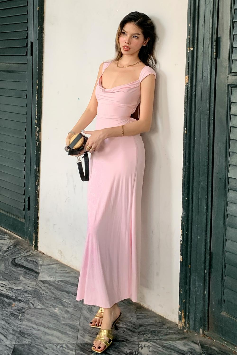 Stylish Mermaid Sweetheart Pink Long Prom Dress with Criss Cross Back - View 3 | FashionDia