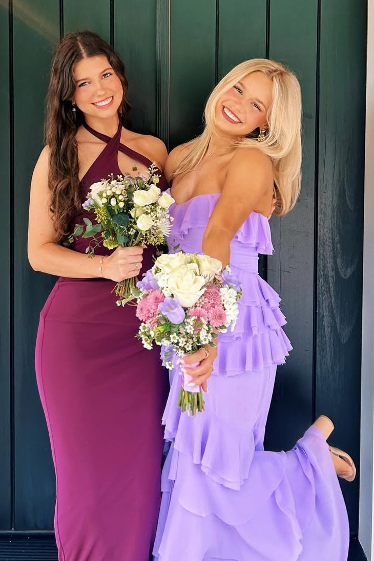 Stylish Sheath Spaghetti Straps/Sweetheart Light Blue/ Purple Long Prom Dress