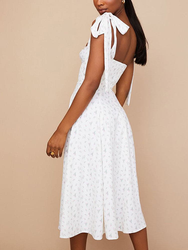 Summer Backless Slip Dress Women Casual Floral Midi Dress