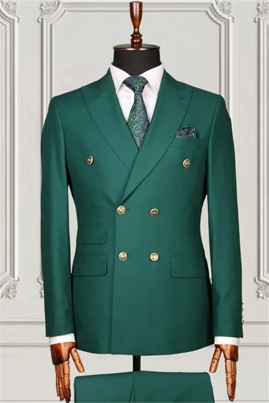 Suzhoufashion Green Double Breasted Formal Business Men Suits