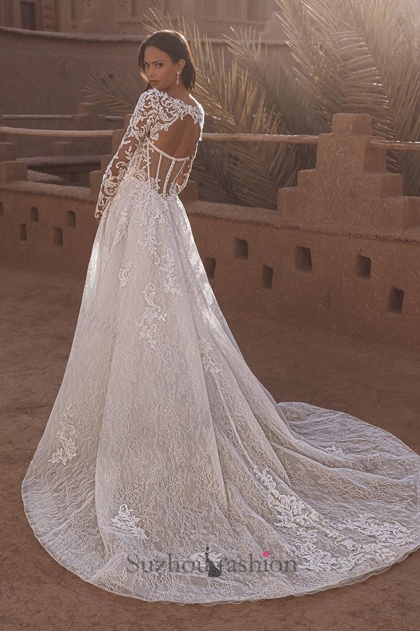 Suzhoufashion Long Sleeve Wedding Dress Tulle A Line Bridal Gown