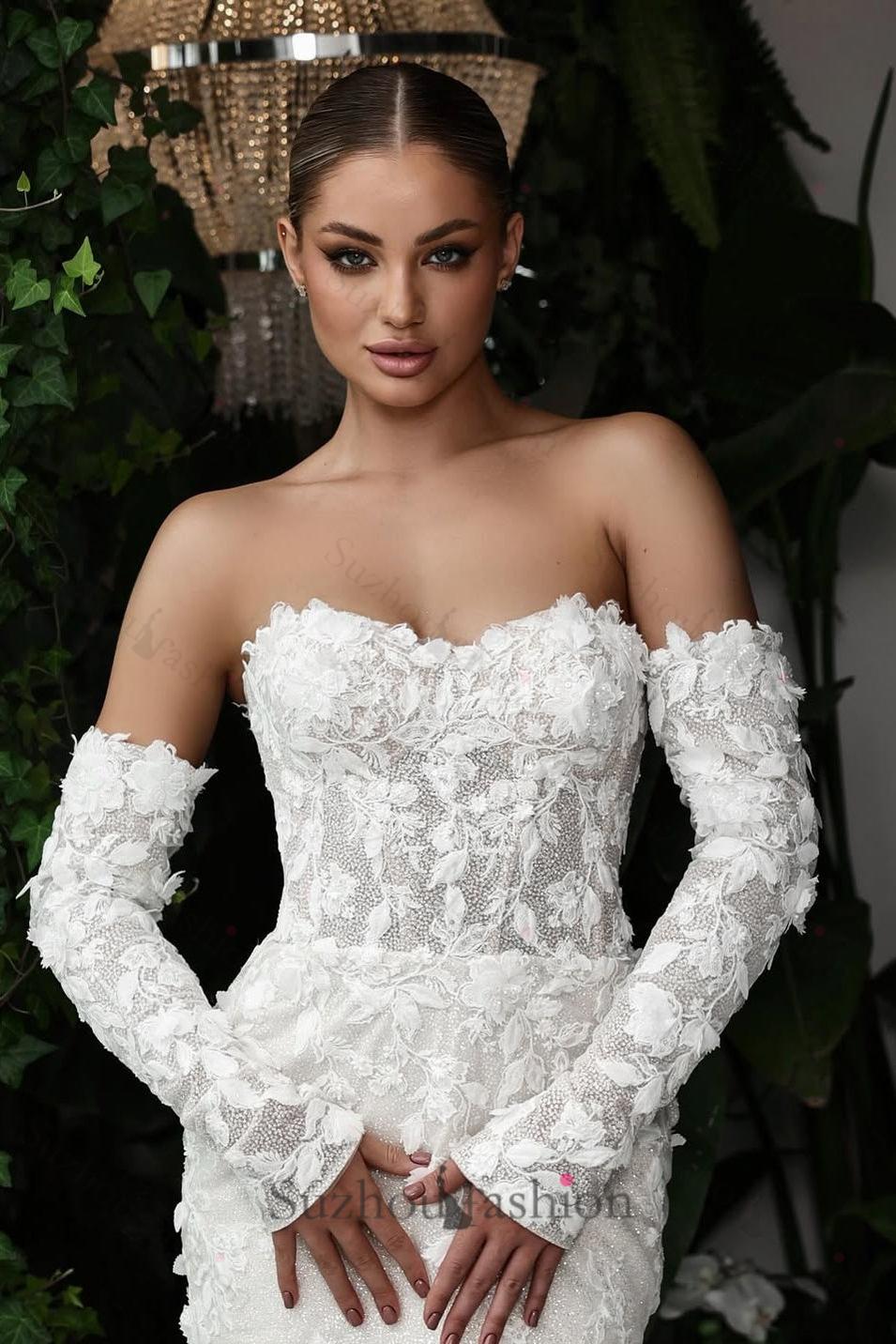 Suzhoufashion Sweetheart Mermaid Wedding Dress 3D Flowers Bridal Gown