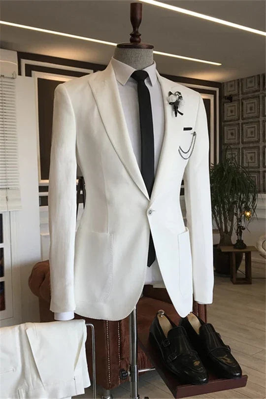 Suzhoufashion White One Button Prom Outfits For Men