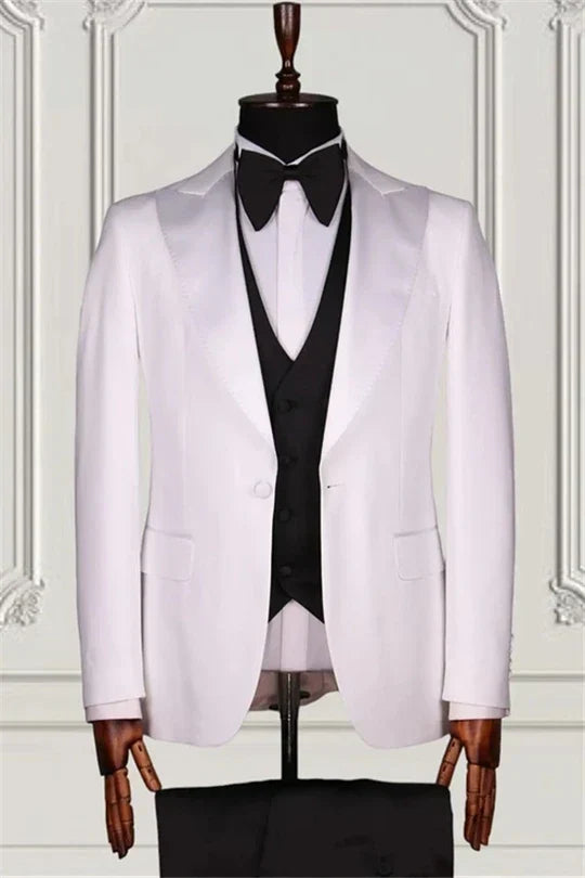 Suzhoufashion White Three Pieces Close Fitting Men Suits