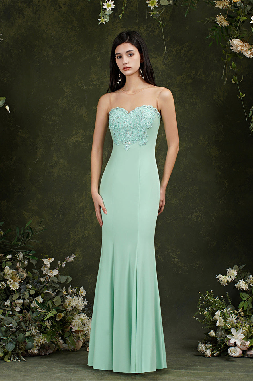 Sweetheart Floral Lace Tulle Mermaid Long Formal Dress