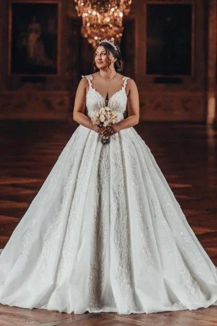 Sweetheart Luxury Ball Gown Stain Wedding Dress with Appliques (ZD15718)