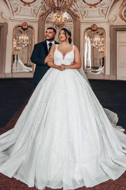 Sweetheart Luxury Ball Gown Stain Wedding Dress with Appliques (ZD15718)