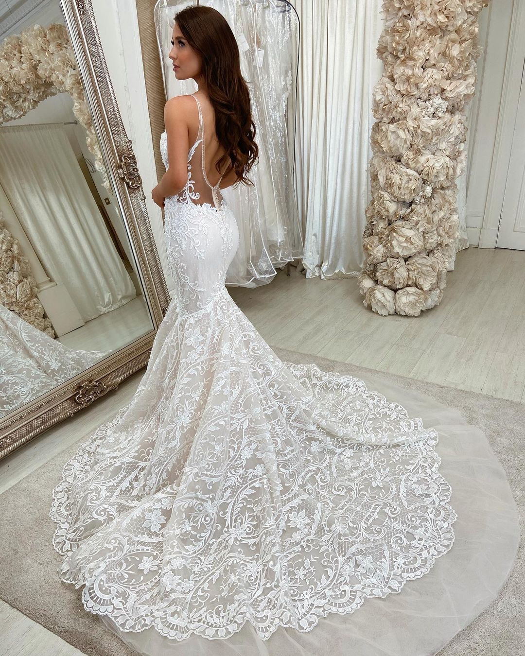 Sweetheart White Tulle Lace Mermaid Wedding Dresses Long