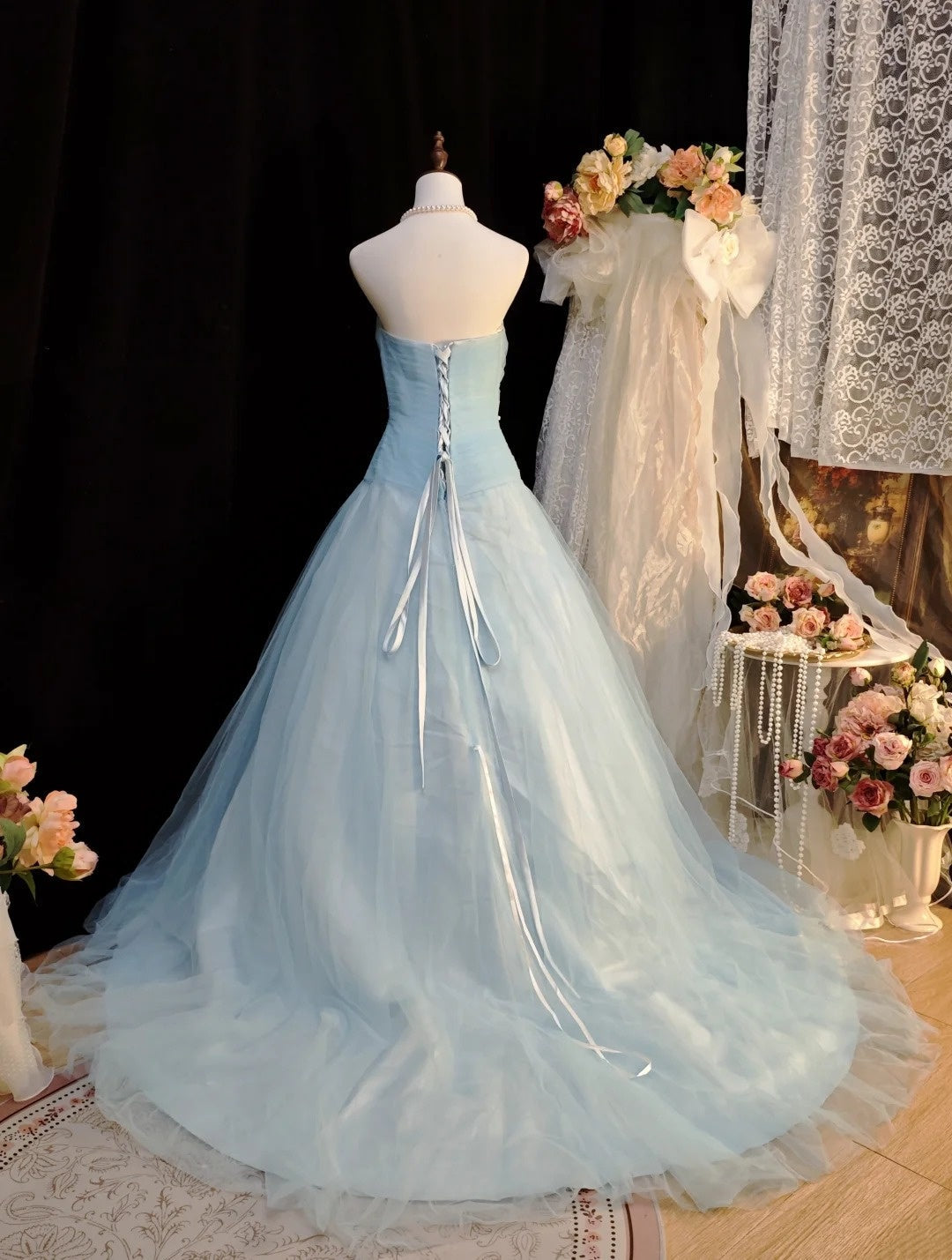 Sweetheart A-Line Blue Prom Dress Formal Evening Dress