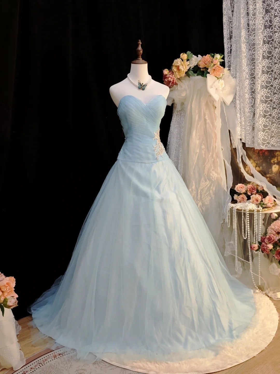 Sweetheart A-Line Blue Prom Dress Formal Evening Dress
