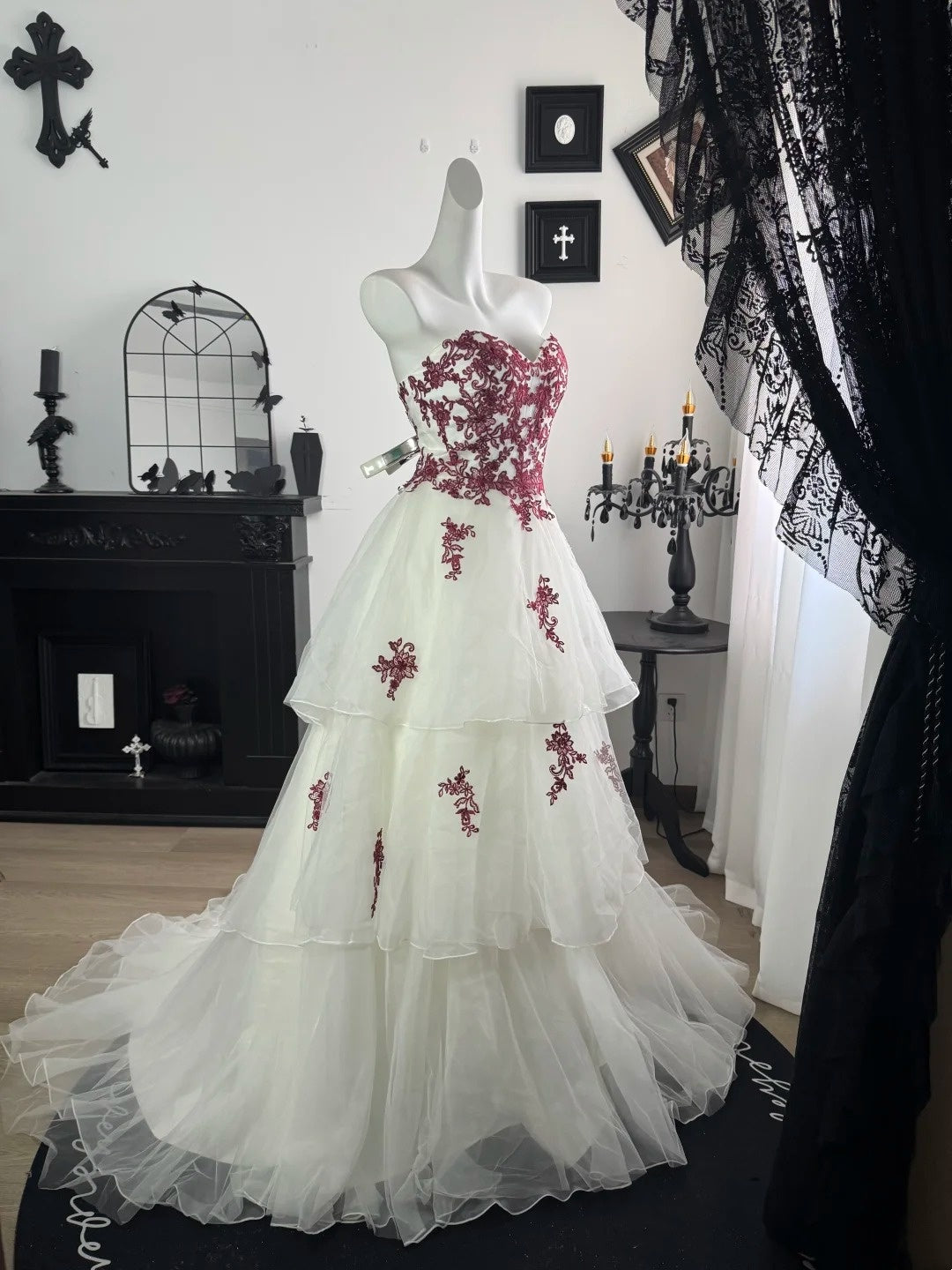 Sweetheart A Line Layered Wedding Dress With Appliques J10843