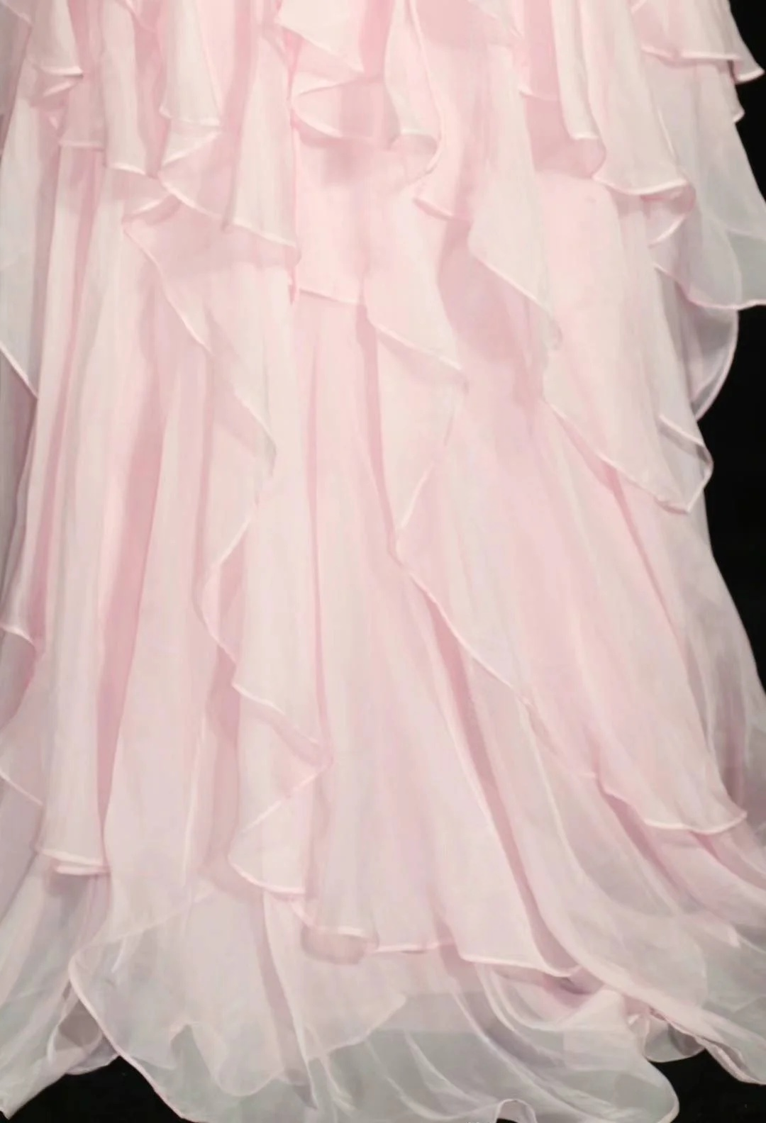 Sweetheart A-Line Pink Chiffon Prom Dress Ruffle Formal Party Gown