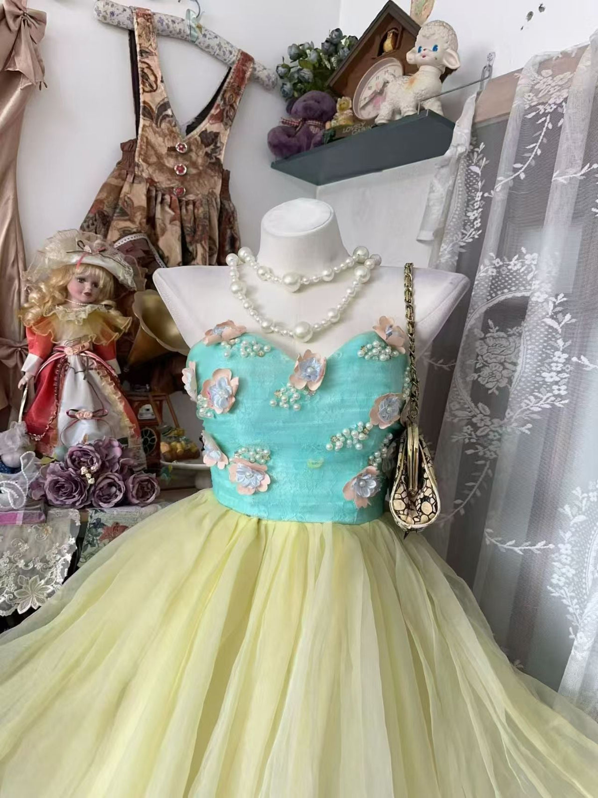Sweetheart A-Line Tulle Homecoming Dress Yellow Birthday Dress