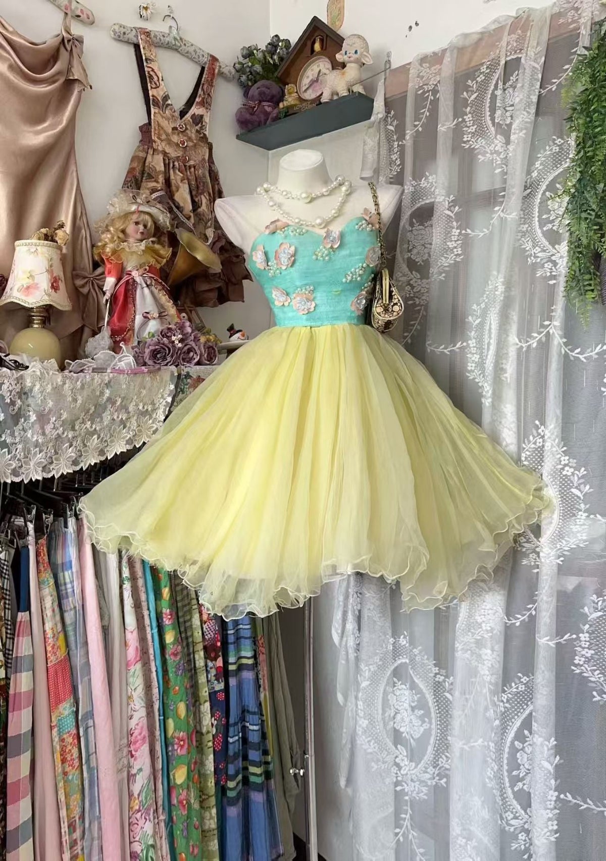 Sweetheart A-Line Tulle Homecoming Dress Yellow Birthday Dress