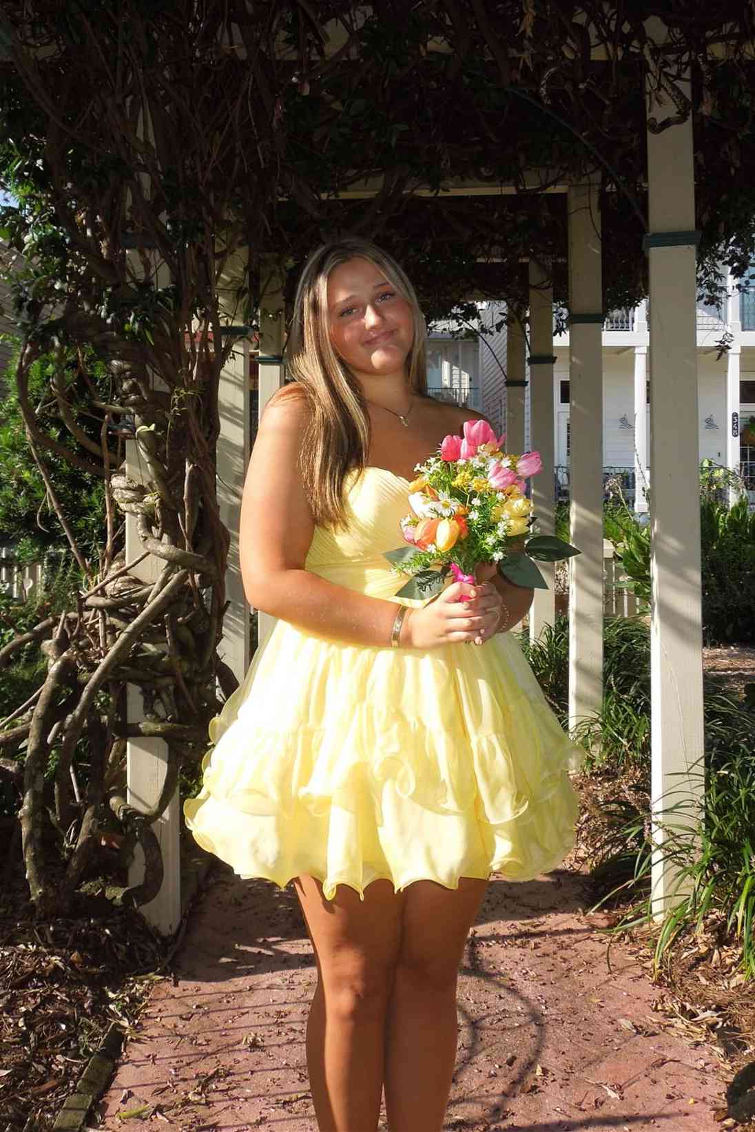 Sweetheart A-Line Yellow Ruffled Short Homecoming Party Dress