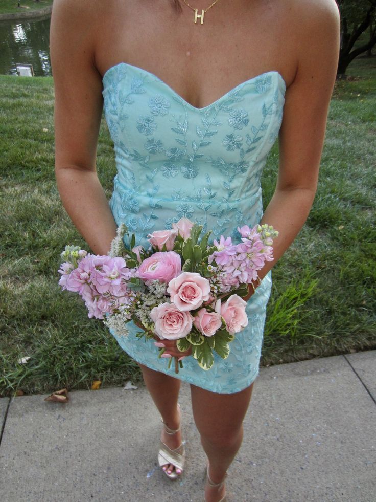Sweetheart Blue Applique Mini Homecoming Dress