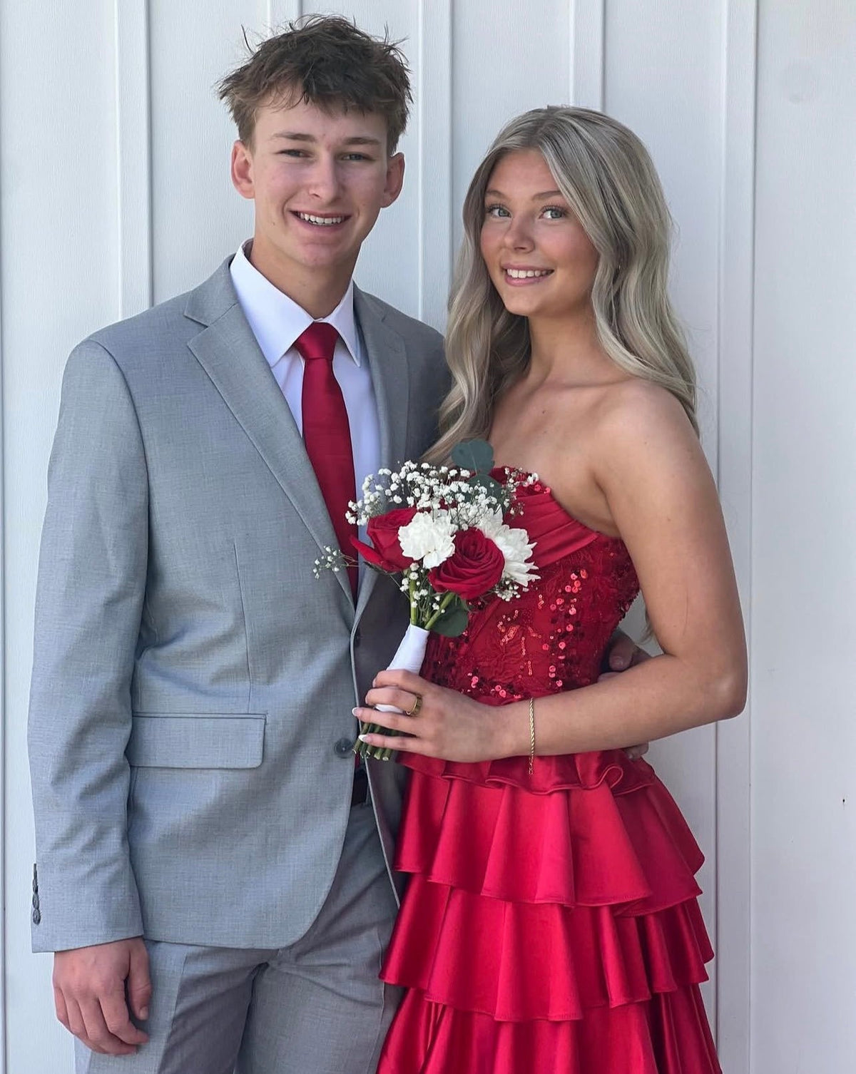 Sweetheart Burgundy A Line Formal Layered Prom Dress J10455