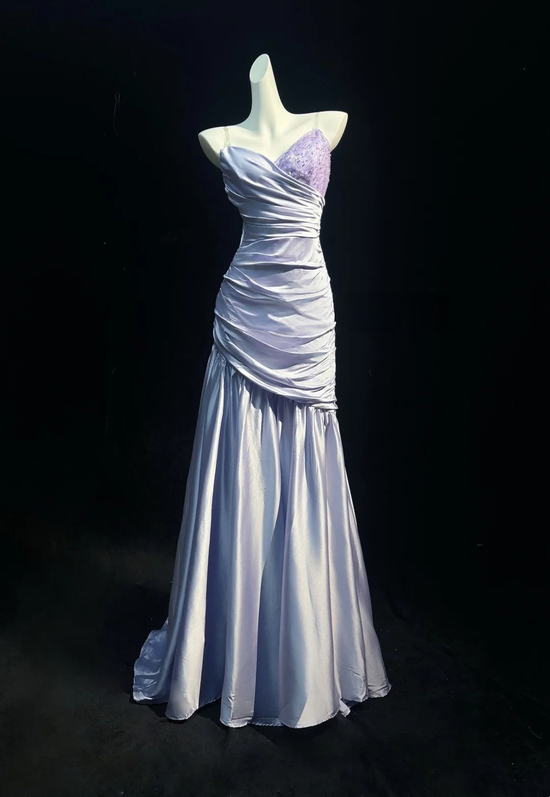 Sweetheart Lilac Sheath Formal Prom Dress Satin Evening Gown