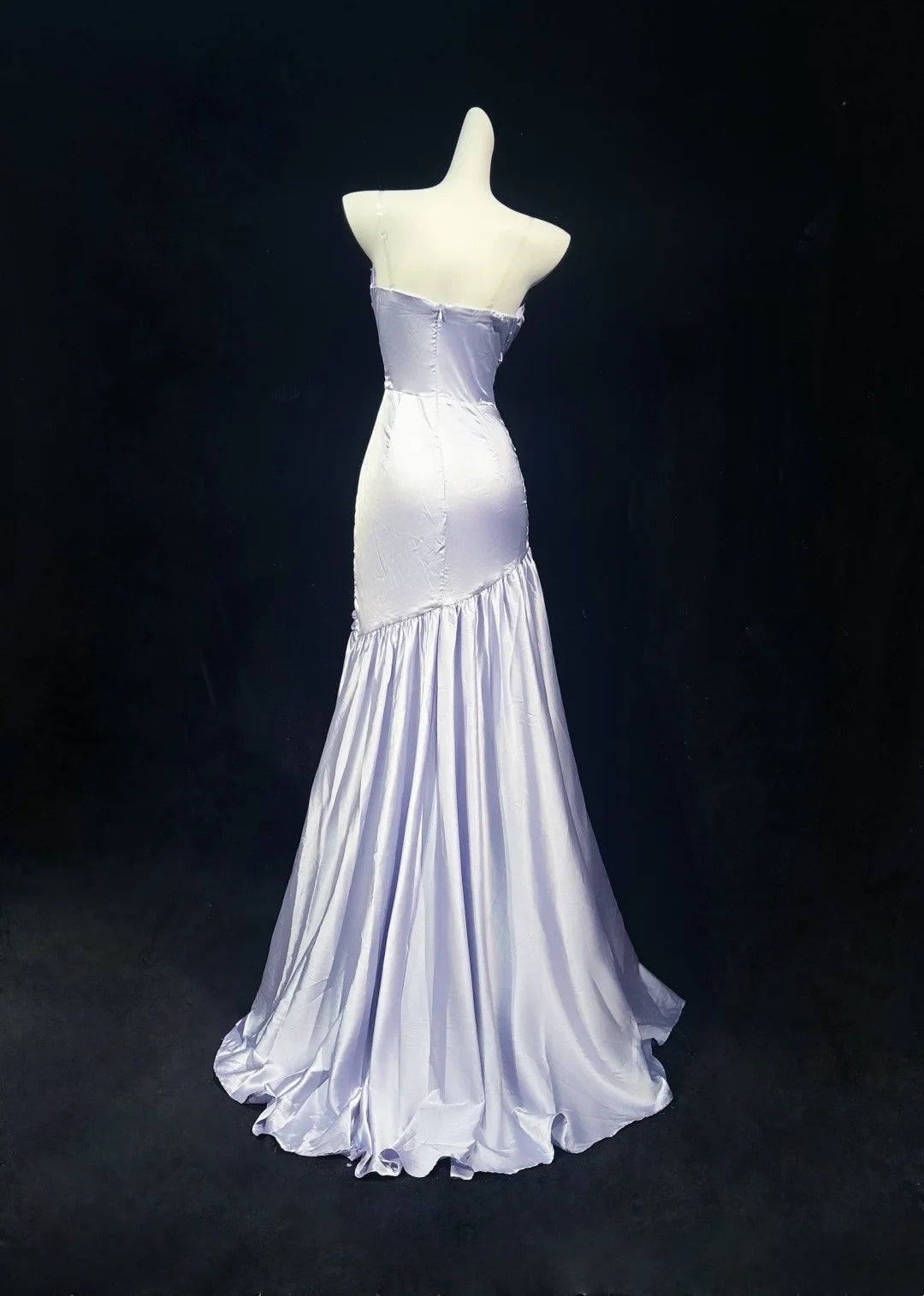 Sweetheart Lilac Sheath Formal Prom Dress Satin Evening Gown