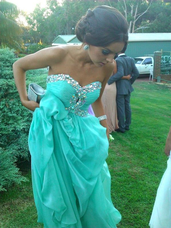 Sweetheart Mint Green Chiffon Retro Wedding Guest Dress