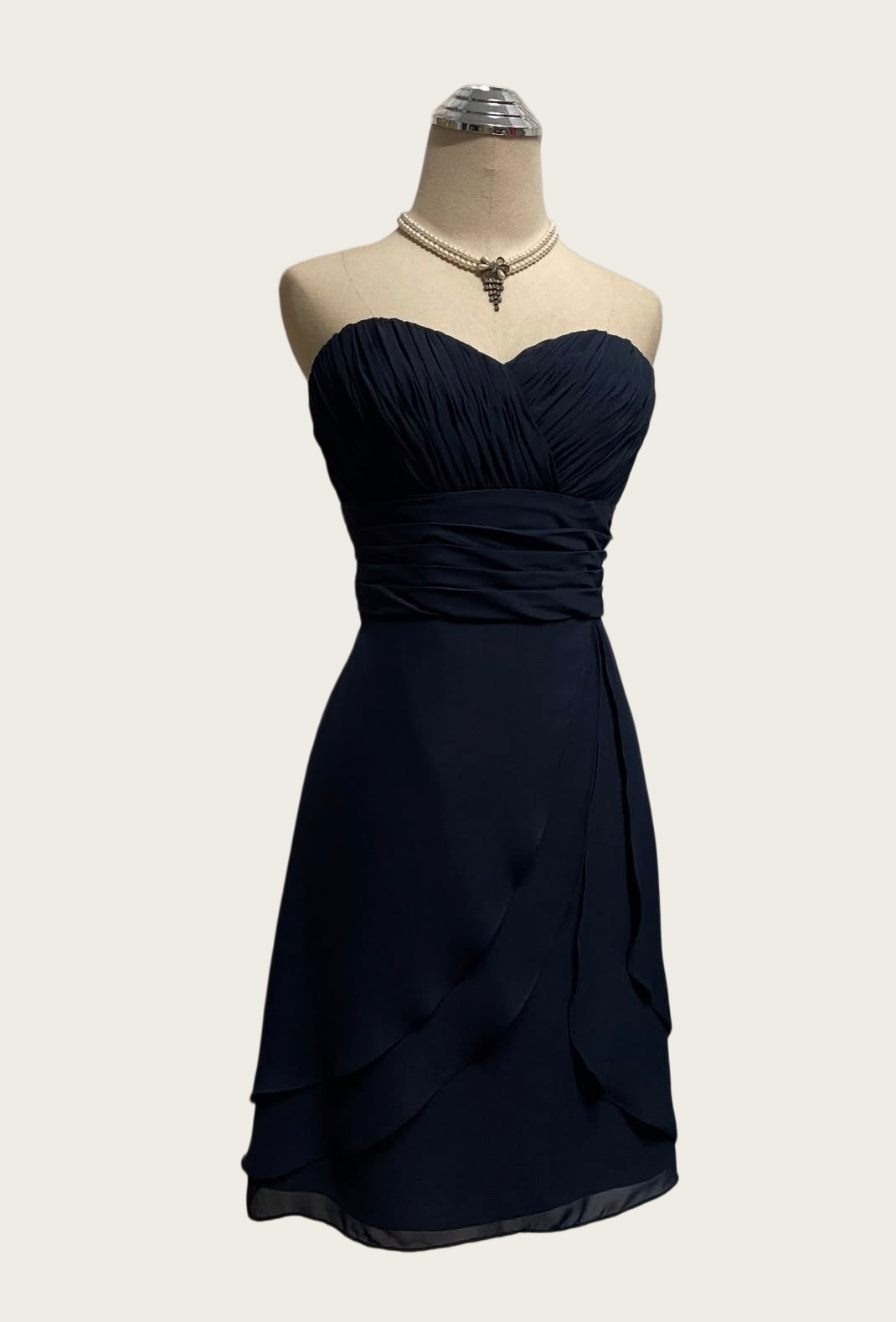 Sweetheart Navy Blue Chiffon Homecoming Dress