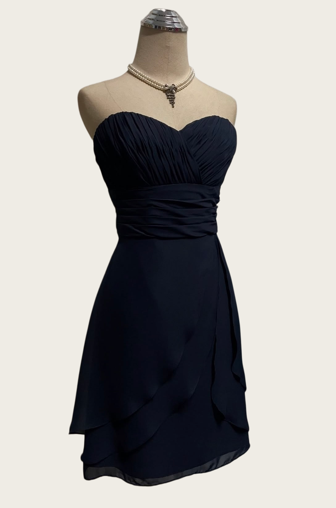 Sweetheart Navy Blue Chiffon Homecoming Dress