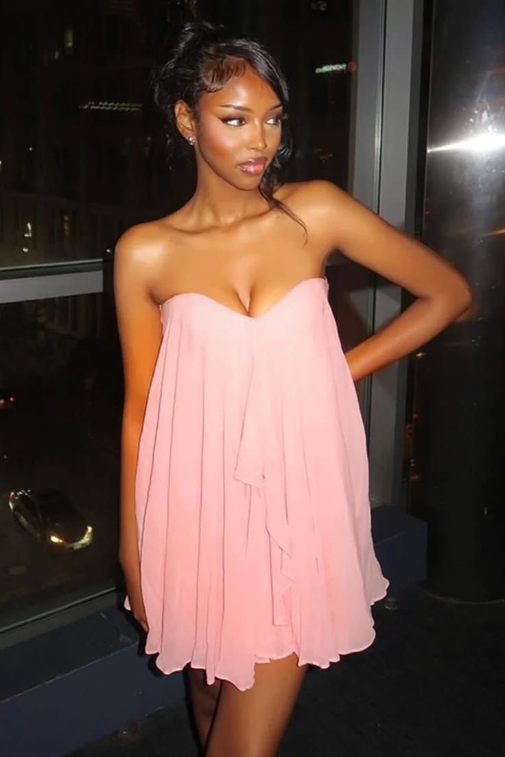 Sweetheart Pink Chiffon Birthday Outfit Short Homecoming Dress