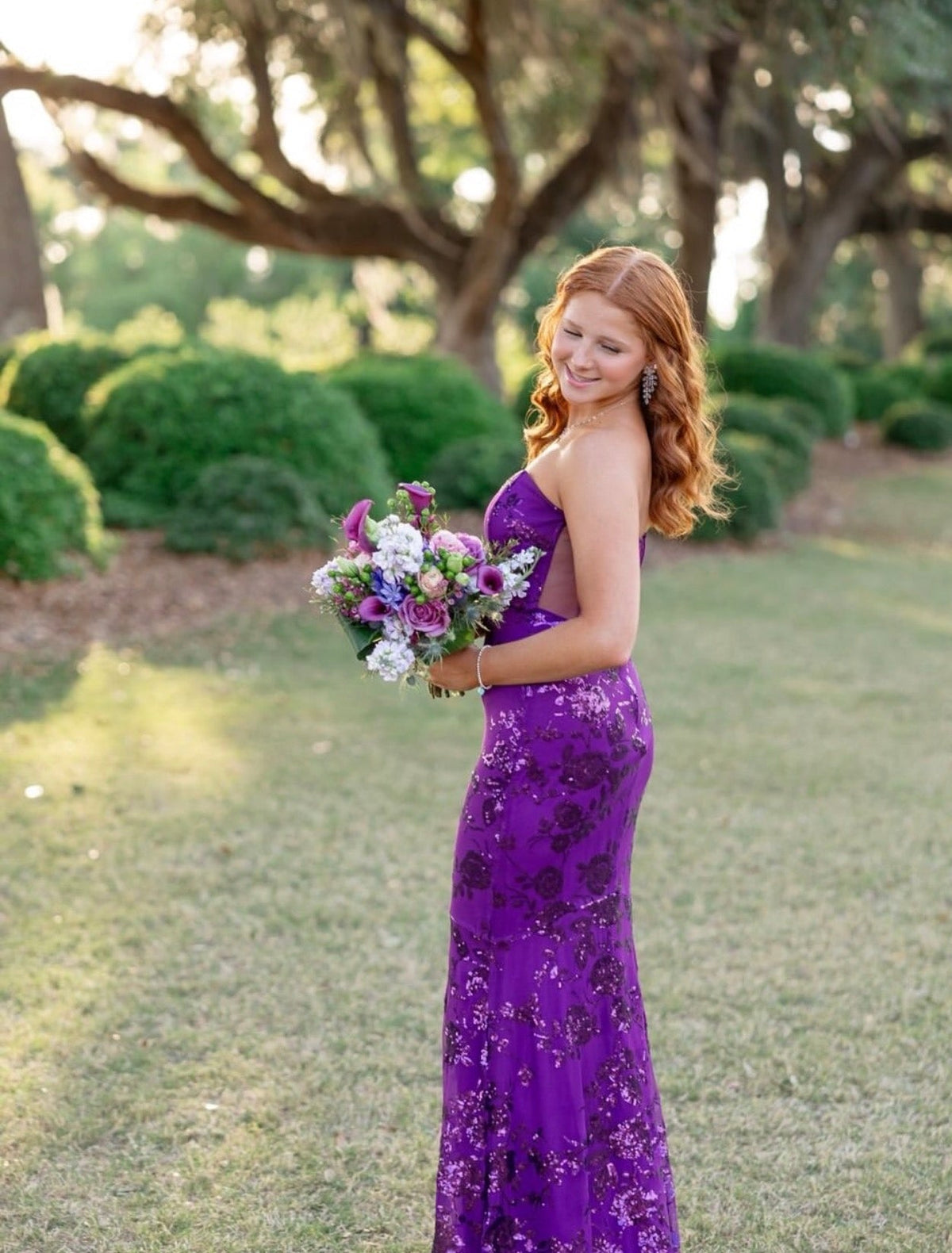 Sweetheart Purple Lace Prom Dress Mermaid Evening Gown