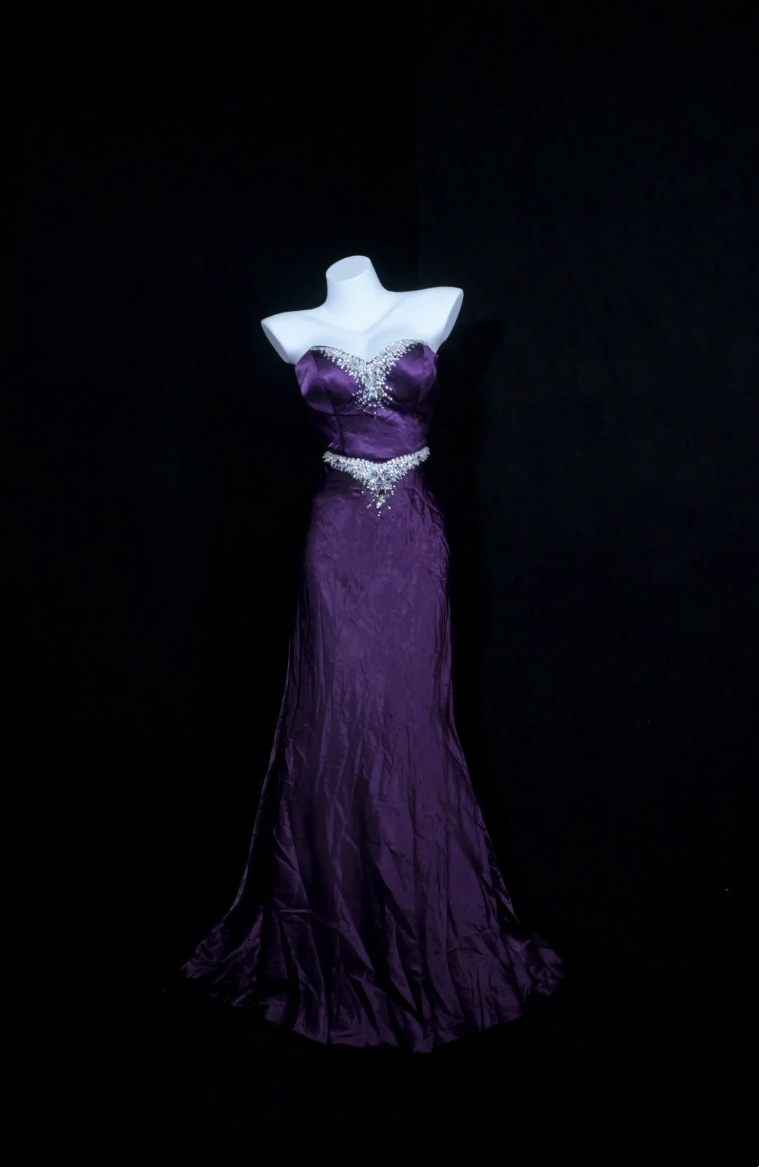 Sweetheart Purple Satin Prom Dress Formal Evening Dress