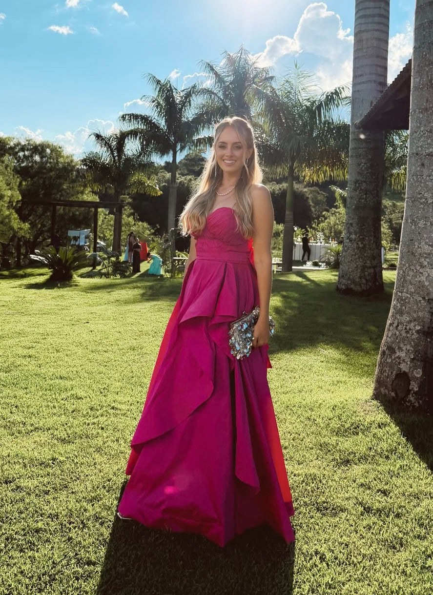 Sweetheart Rose Pink A Line Satin Prom Dress With Bow J10091