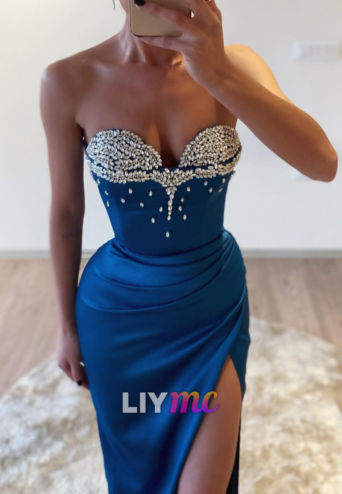 Sweetheart Sleeveless Beaded Sleek Formal Dress Mermaid Party Dress