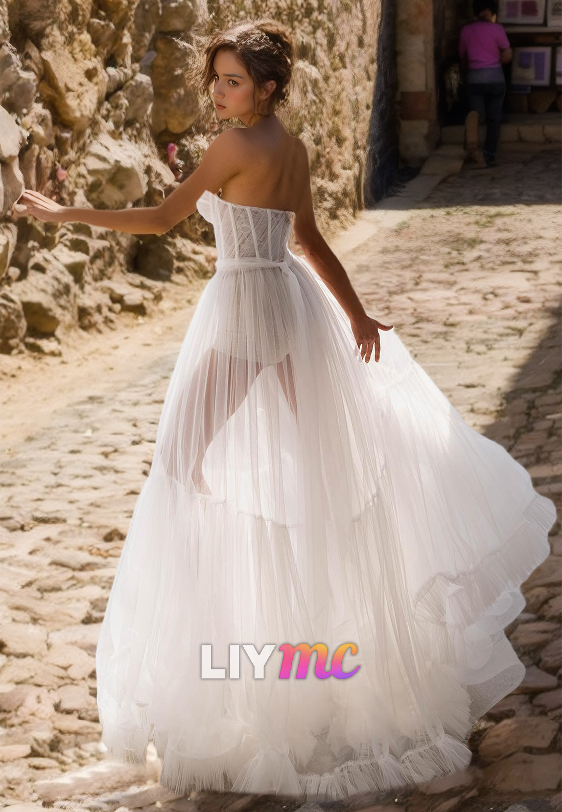 LW021 - A line Sweetheart Tulle Boho Wedding Dress