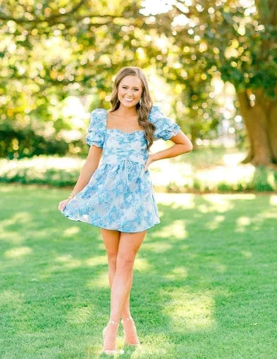 Retro Style Floral A-line Short Homecoming Dress Summer Outfit Dress (ZD11818)