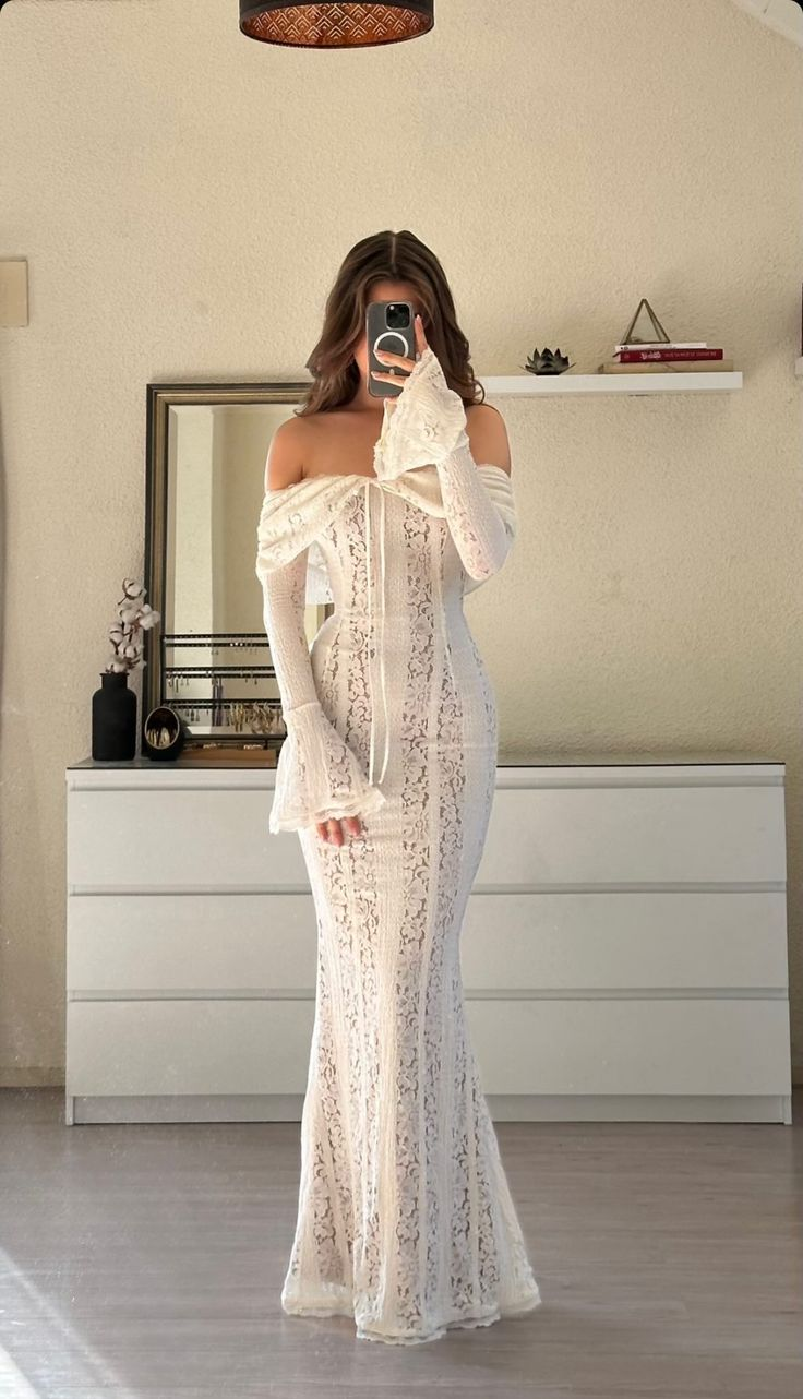 Classy Mermaid Off The Shoulder Lace Evening Dress Prom Dress