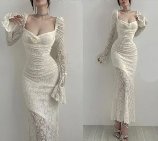 Charming Lace Mermaid Evening Dress Sexy Prom Dress