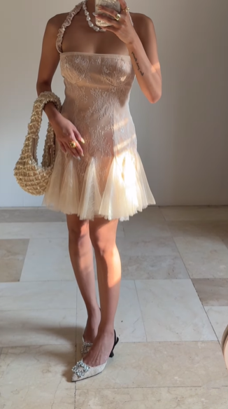 Sweet Tulle Lace Halter Homecoming Dress Short Party Dress
