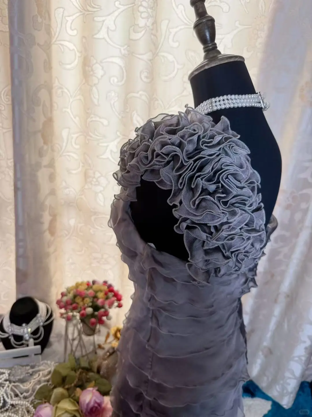 Vintage One-Shoulder Gray Chiffon Sheath Cocktail Dress Formal Graduation Homecoming Dress - View 10 | FashionDia