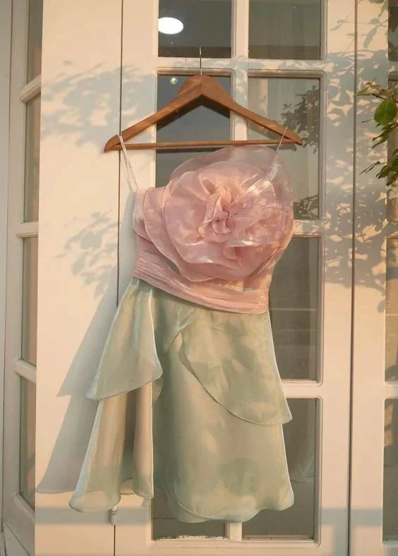 Chic Flower Design Short Homecoming Dress Mini Dress Beach Dress (ZD12313)