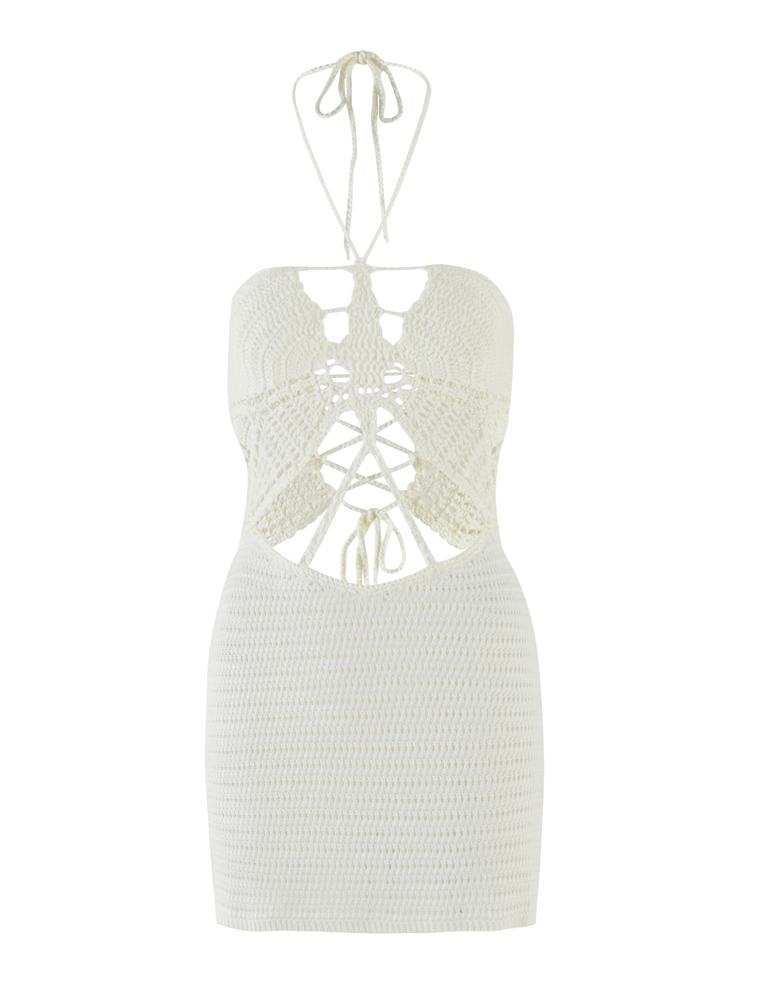 AZADI MINI DRESS - WHITE : CREAM : WHITE