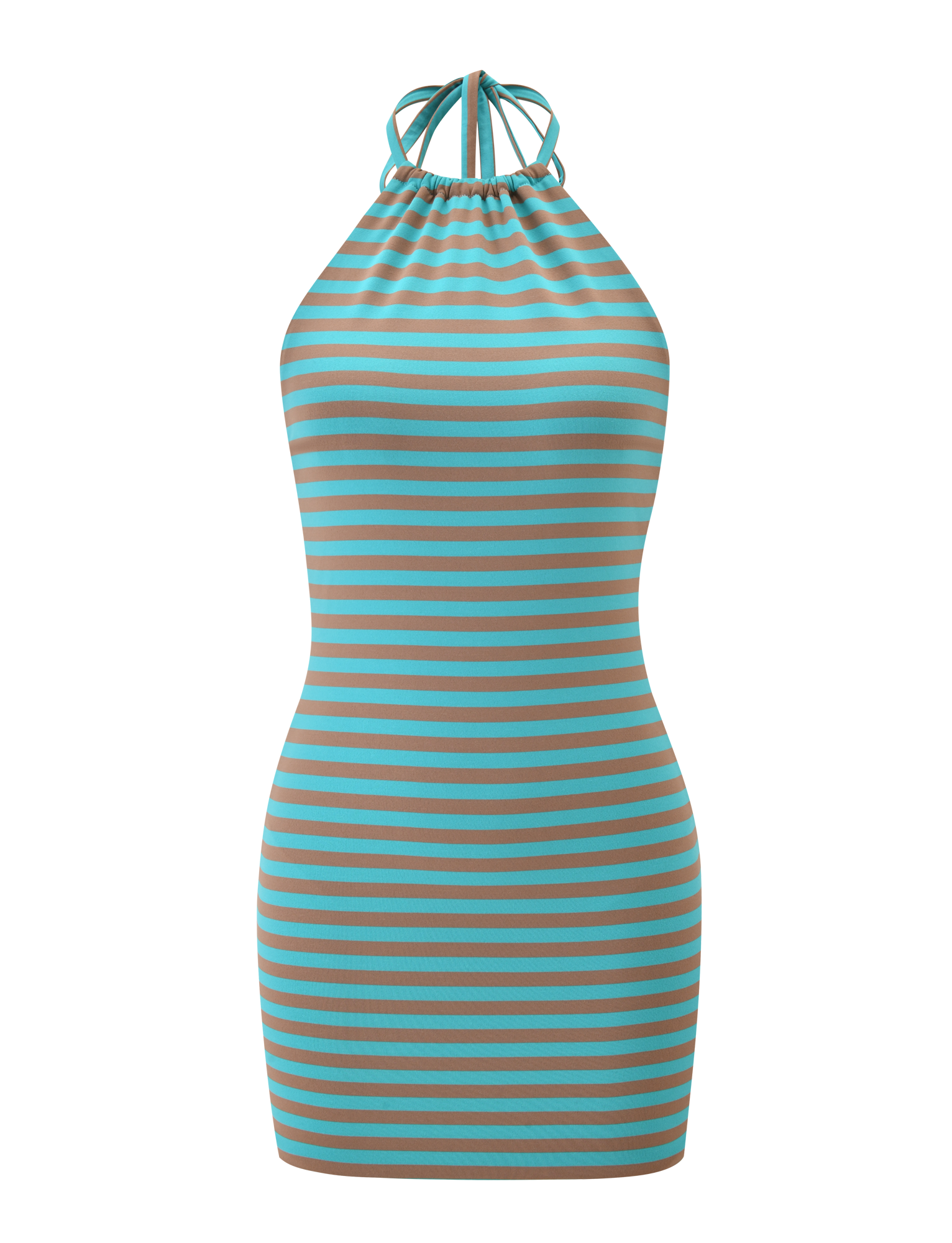 DILLON DRESS 2.0 - MUSHROOM AQUA STRIPE