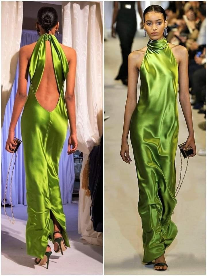 Elegant Green Satin Halter Long Party Dress,Backless Prom Evening Dress