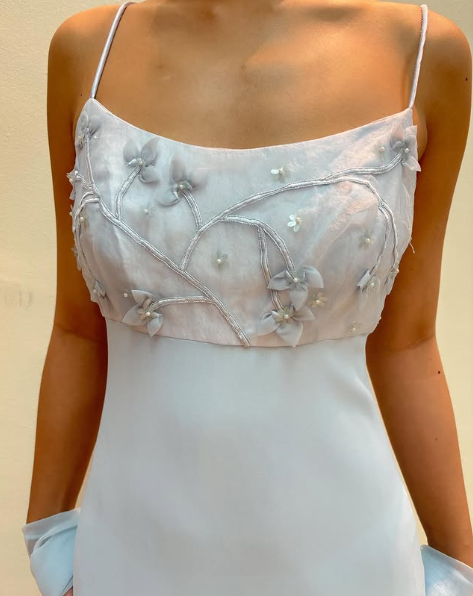 Elegant Pastel Blue Straps Chiffon Appliques Beaded Prom Evening Dress Y8142 - View 2 | VelvetHem
