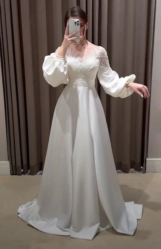 Charming White A-line Wedding Dress,White Bridal Dress (ZD13681)