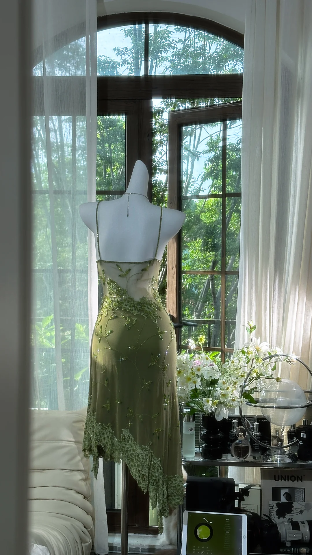 Vintage Lace Appliques Green Homecoming Dress Sexy Straps Birthday Party Dress - View 3 | FashionDia