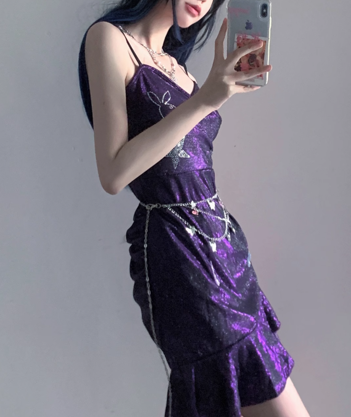 Sexy Purple Spaghetti Straps Short Ruffle Homecoming Dress Cocktail Dress - View 3 | FashionDia
